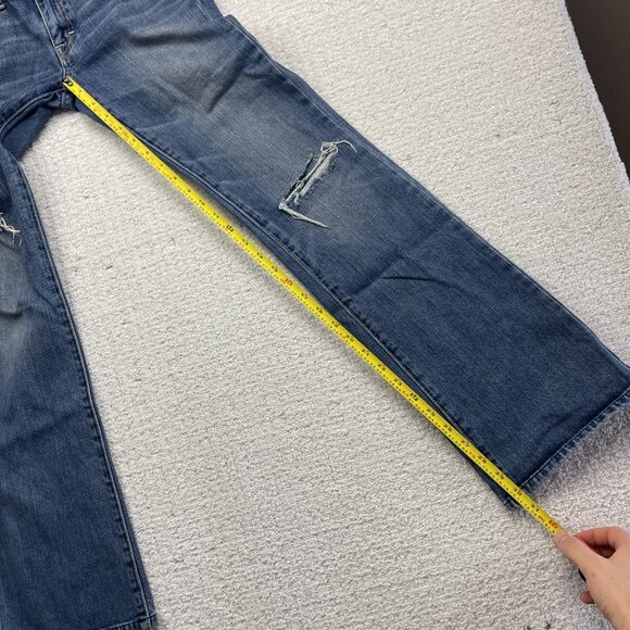 Y2K American Eagle Jeans Womens 2 Reg Original Boot Blue Distressed Denim Cowboy - Picture 8 of 11